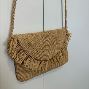 Mar Y Sol Tanya Raffia Fringe Crossbody Clutch Purse